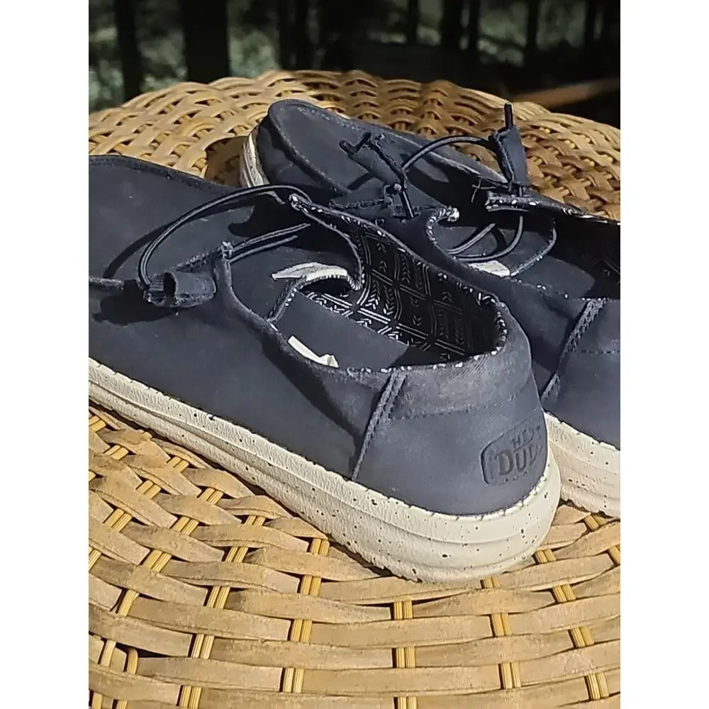 Hey Dude Wendy Navy Blue Stretch Canvas Women’s 10 Casual Slip-On